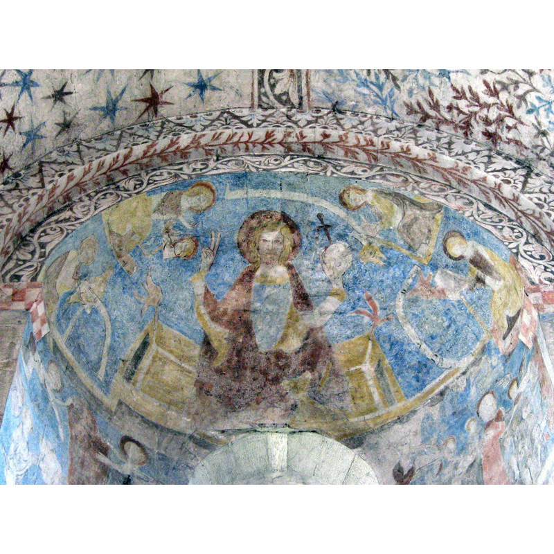 Source caption: " Fresko im Chor der de:Martinskirche (Neckartailfingen), Christus Pantokrator darstellend."