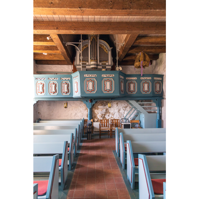 Source caption: "Orgel der Kirche von Brodersby-Goltoft in 'Schleswig-Holstein. Die Kirche ist denkmalgeschützt"