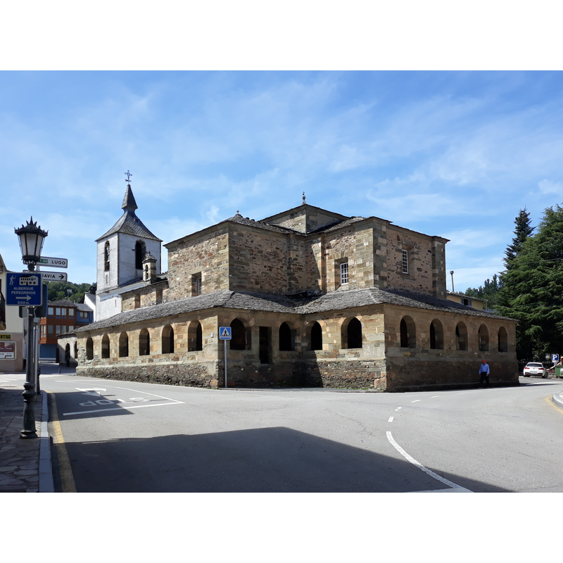 Source caption: "Church of Saint Saviour, on the Primitive Way of Saint James in Grandas de Salime, Asturias, Spain."