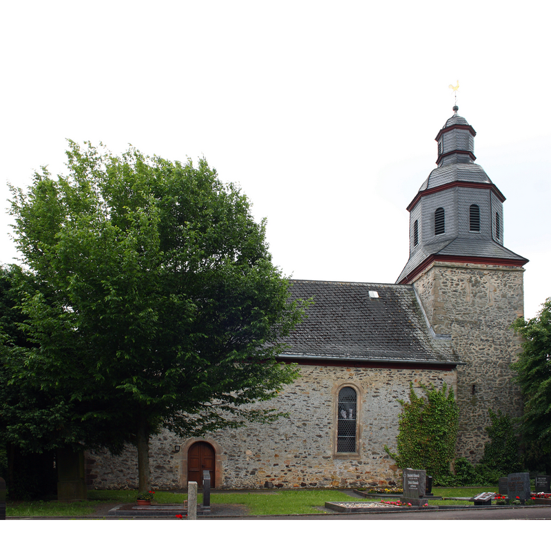Source caption: "Evangelische Kirche in Billertshausen, einem Stadtteil von Alfeld im Vogelsbergkreis (Hessen)"