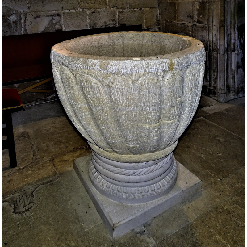 this side of the font shows how irregular the workmanship is