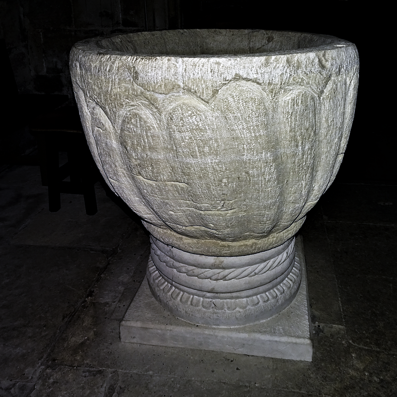this side of the font shows how irregular the workmanship is