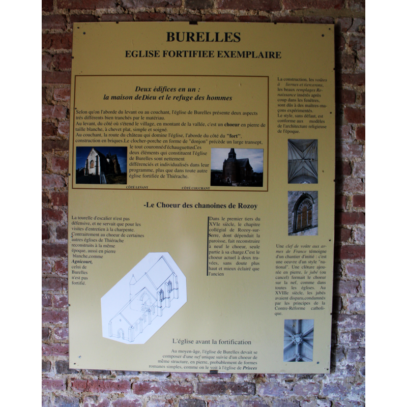 the information plaque includes a drawing of the church showing the pre-fortification medieval church