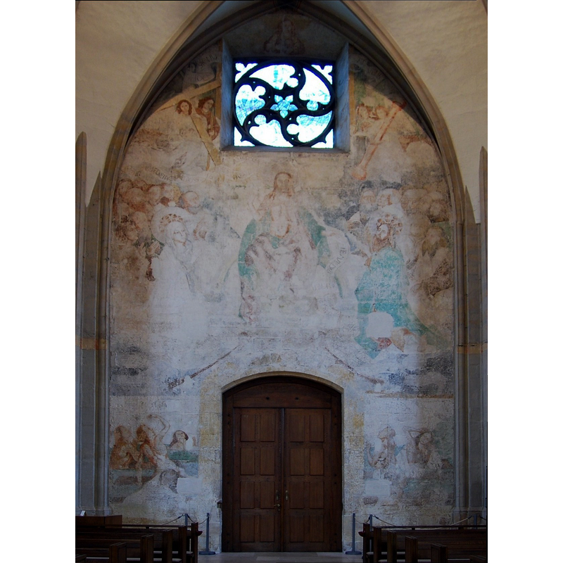 Source caption: "Breisacher Münster: Martin Schongauers Wandbild Das Jüngste Gericht (Westwand)."
