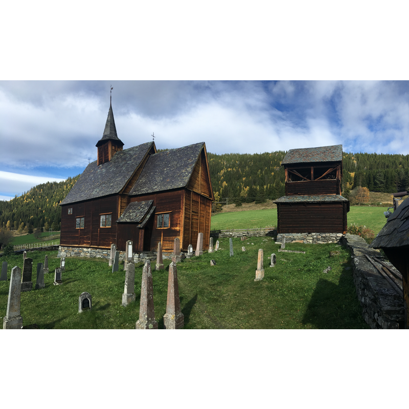 Source caption: "Lomen Stave Church is a medieval wooden Church in Vestre Slidre municipality of Oppland county, eastern Norway."