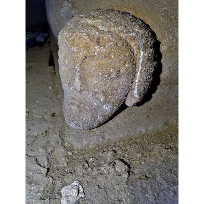 one of four heads set at 90-degree angles on the lower base