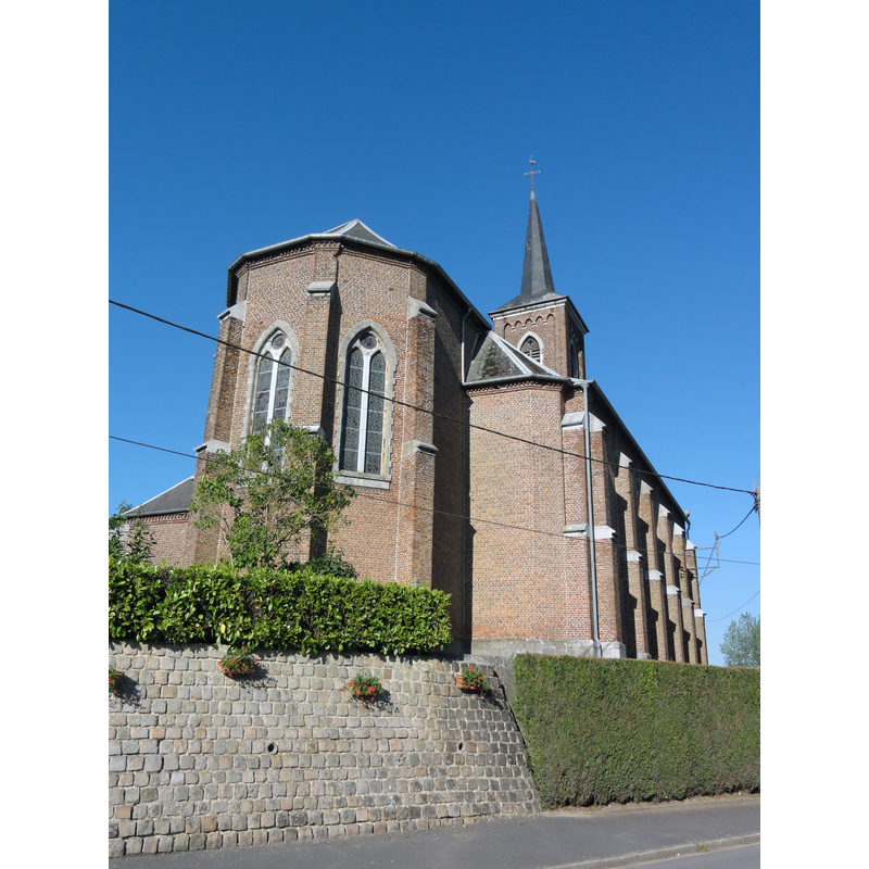 Source caption: "Hargnies (Nord, Fr) église, chevet" -- the new church built on a new site in 1864-1867 replaced the 15thC building demolished in 1866