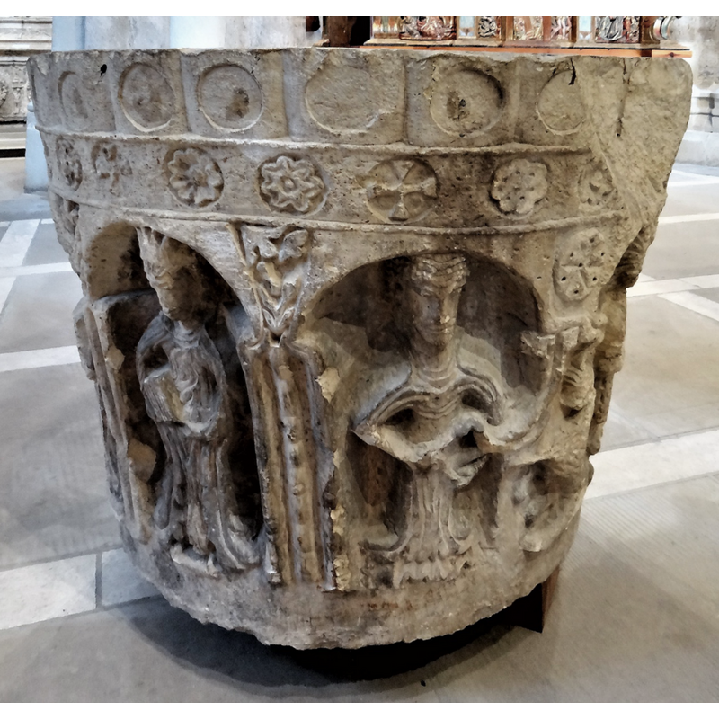 the bapttismal font originally from Albacastro