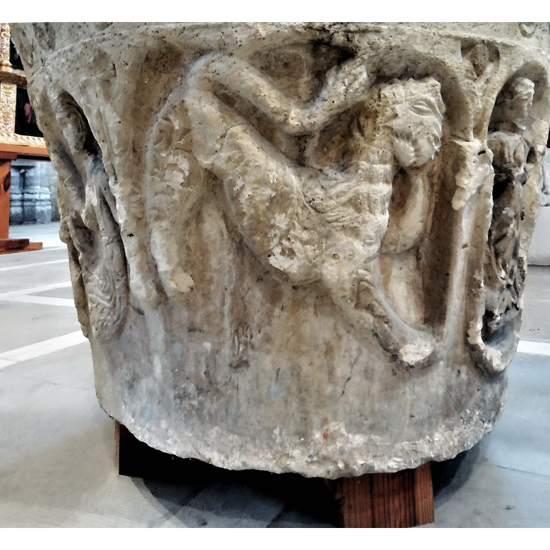 the bapttismal font originally from Albacastro