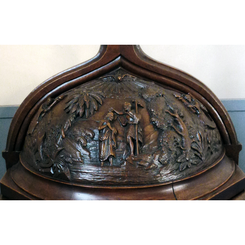 Baptism of Christ scene with Holy Dove above and candle-holding angels on the sides