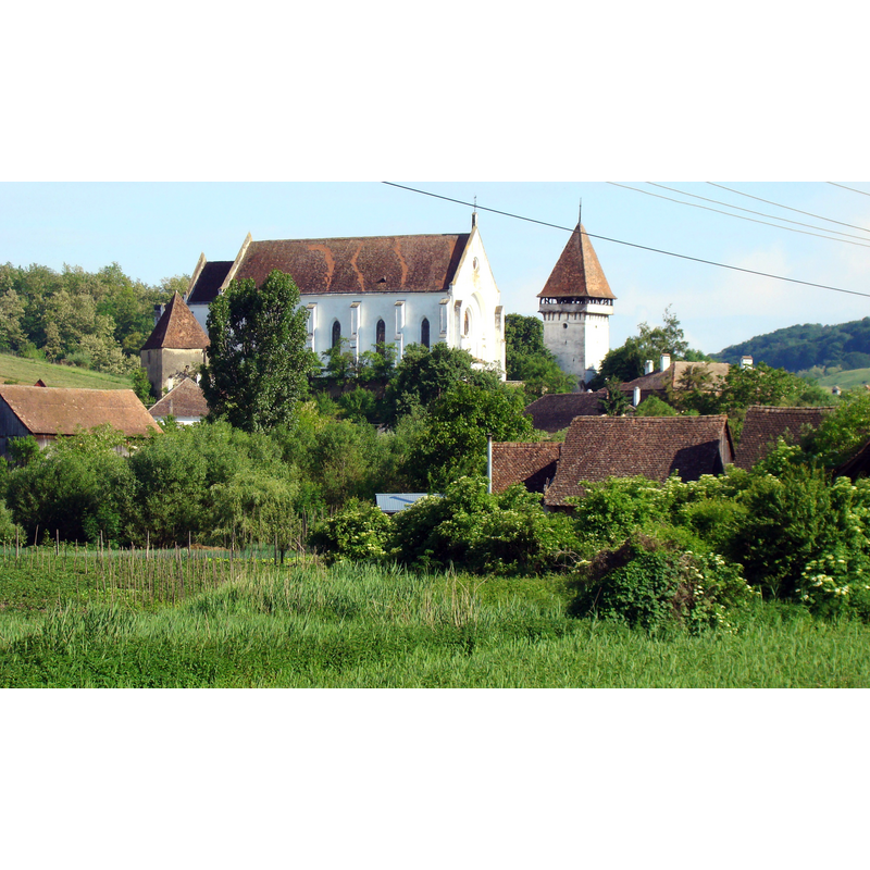 Source caption: "Ansamblul bisericii evanghelice fortificate, sat Senereuș; comuna Bălăușeri"