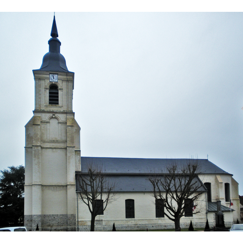 Source captiopn: "Vue de l'église d'Haillicourt."