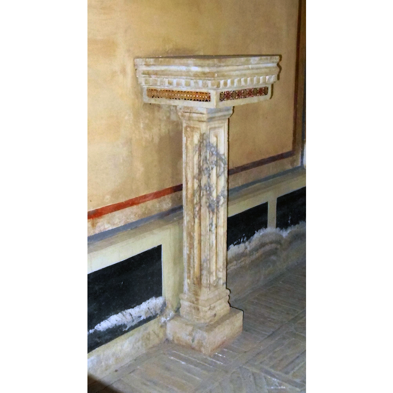 Source caption: "Italia, Lazio, provincia di Roma, Grottaferrata, abbazia territoriale di Santa Maria (abbazia di San Nilo), chiesa, interno, nartece, acquasantiera"
