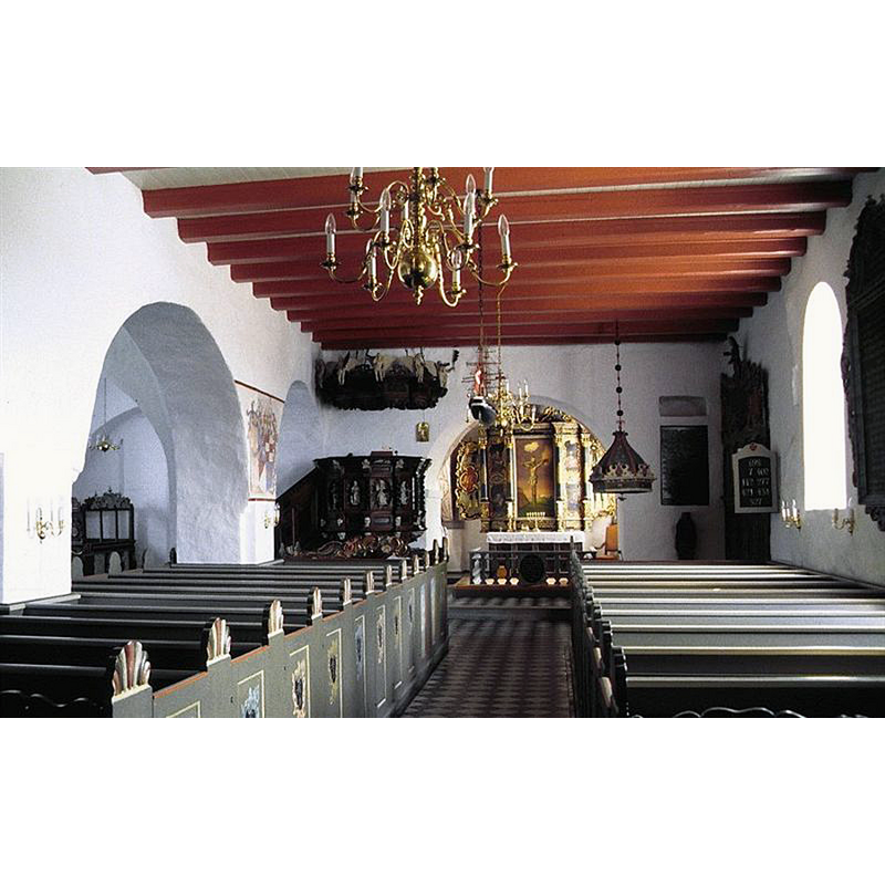 Source caption: "Ejsing Kirke i Danmark. Skibet set mod øst"