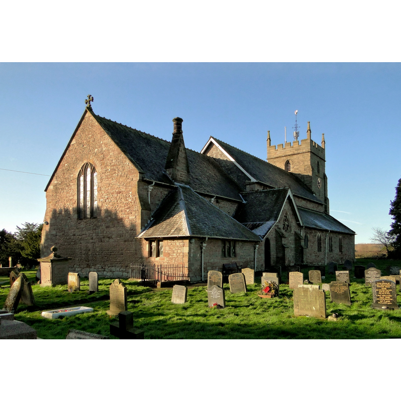 Source caption: "St Mary, Burghill: historic site, village, religious site, funerary structure"