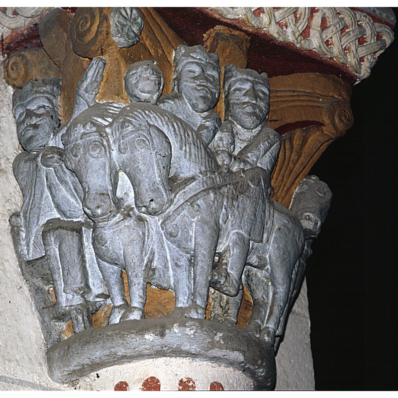 Source caption: "Kapitell in der Église de Sainte-Engrâce" -- Arrival of the Magi? (detail)