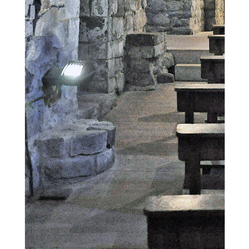 showing one of the seven bases of the pillars of the original church