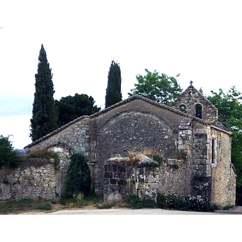 Source caption: "Vista parcial del pueblo y trasera de la Iglesia de San Vicente Mártir, San Martín de las Ollas"
