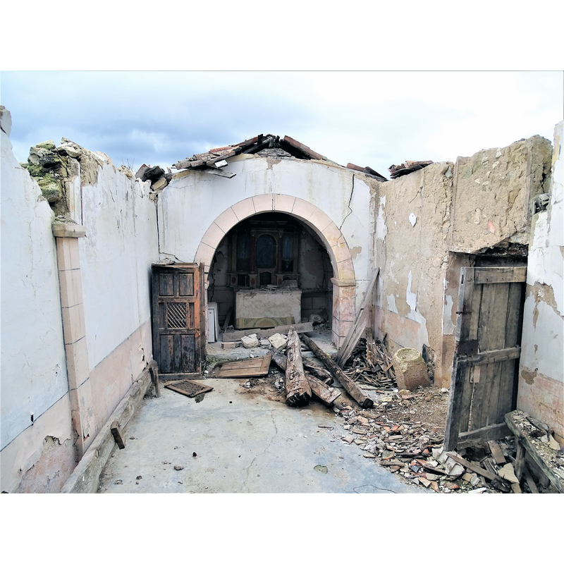 the ruined church in January 2023