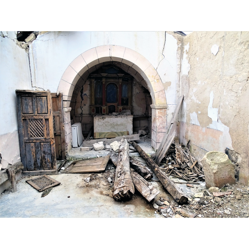 the ruined church in January 2023