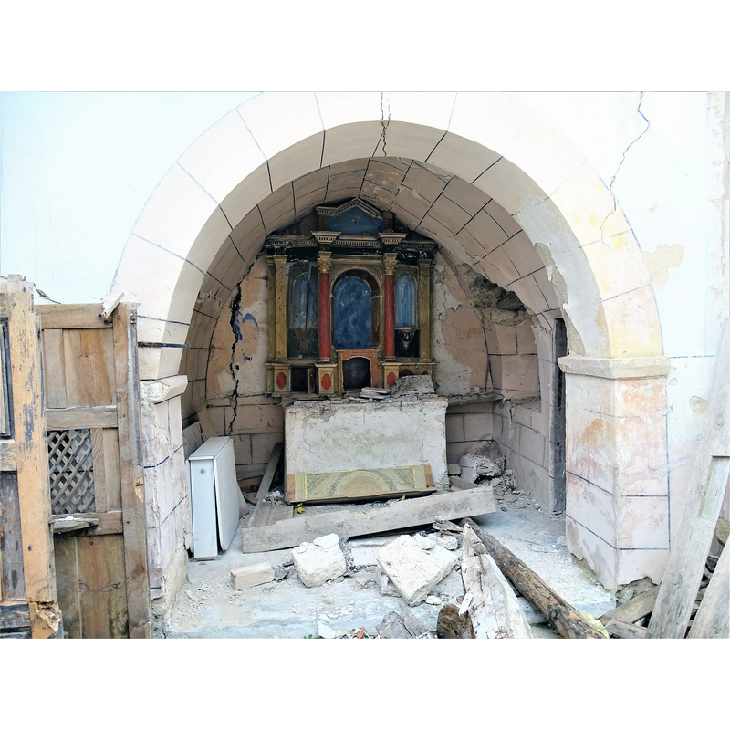 the ruined church in January 2023