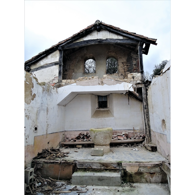 the ruined church in January 2023