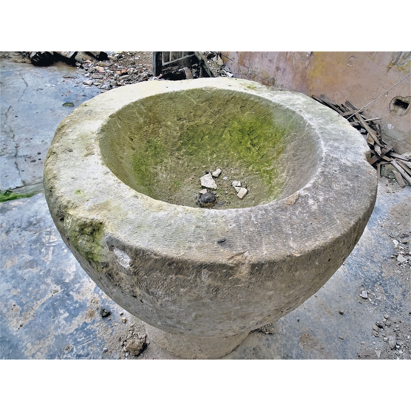 the ruined church in January 2023 -- showing the centre drain hole