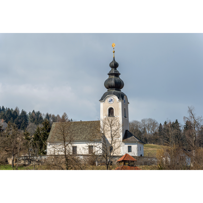 Source caption: "Pfarrkirche hll. Lambert und Ulrich in Pörtschach am Berg, Marktgemeinde Maria Saal, Bezirk Klagenfurt Land, Kärnten, Österreich, EU"
