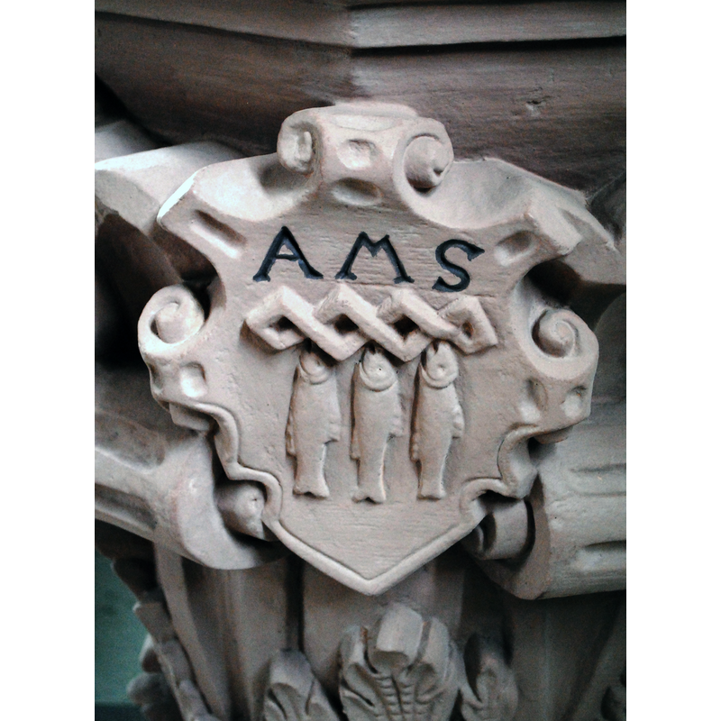 Source caption: " Detail, Taufstein, St. Laurentiuskirche, Schwarzenau"
