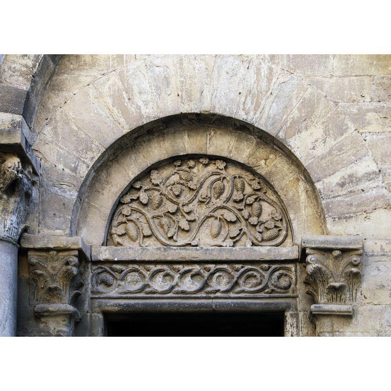 Source caption: "Santa Maria della Pieve (Arezzo) [...] Maestro romanico, tralcio di vite, 1210-20 ca"