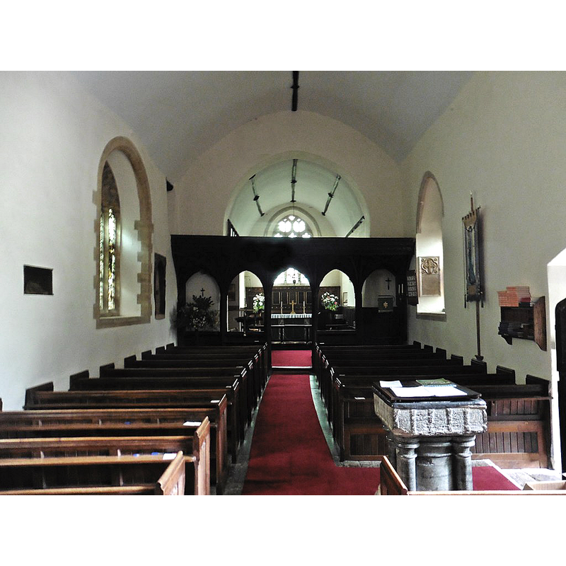 Source caption: "Interior, Church of St Nicholas, Brushford"