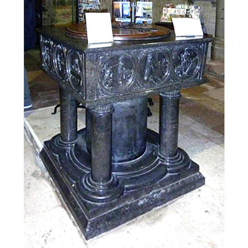 Source caption: "Inside Christchurch Priory (U)" -- NB: the replica font