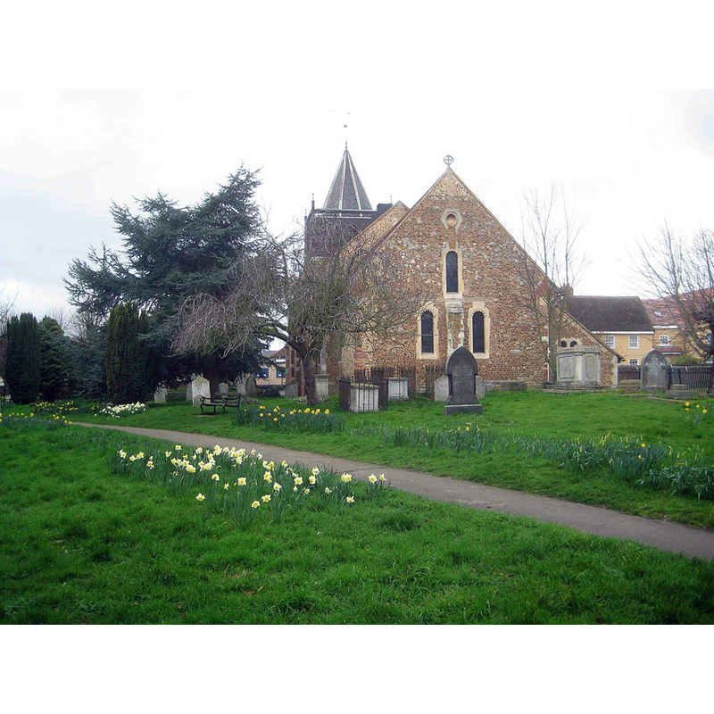 Source caption: "Great Clacton: Church of St John the Baptist. The church was once Grade II* Listed but has been upgraded to Grade I. This is the east end viewed from the graveyard."