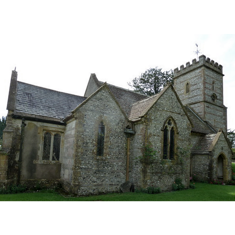Source caption: "Up Cerne. The church stands close to the Manor House in this tiny hamlet."