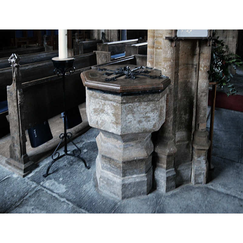 Source caption: "Church of St Andrew - font"