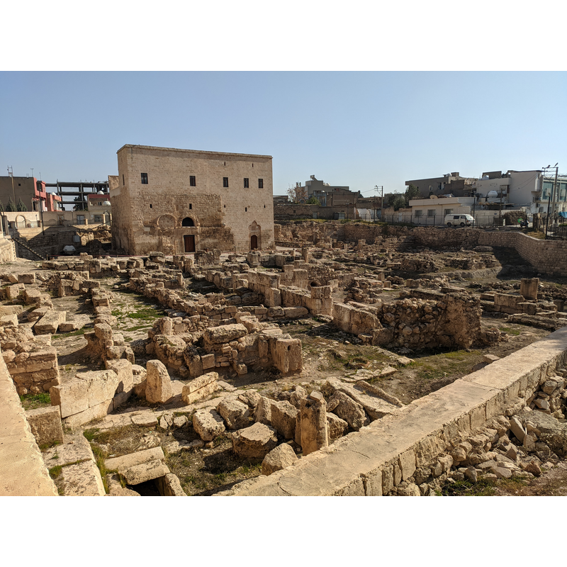 Source caption: "Outside view over the Church of Saint Jacob of Nisibis and the surrounding excavation site in Nusaybin, Turkey"