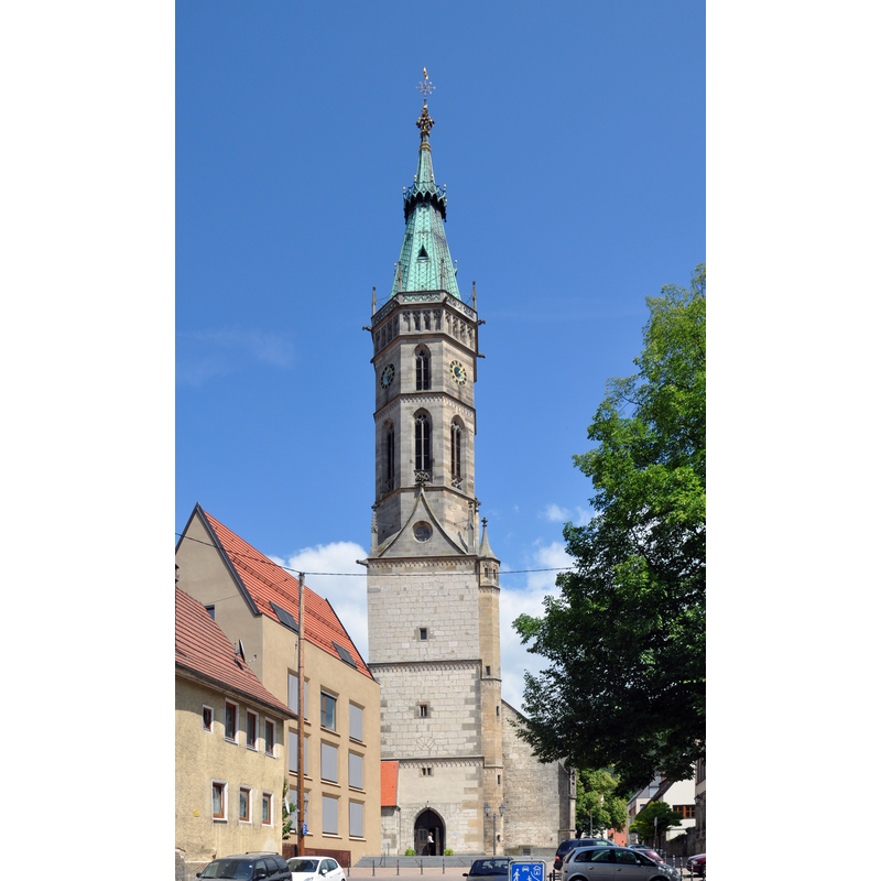 Source caption: "Bad Urach, Kirchturm der Stiftskirche St. Amandus"