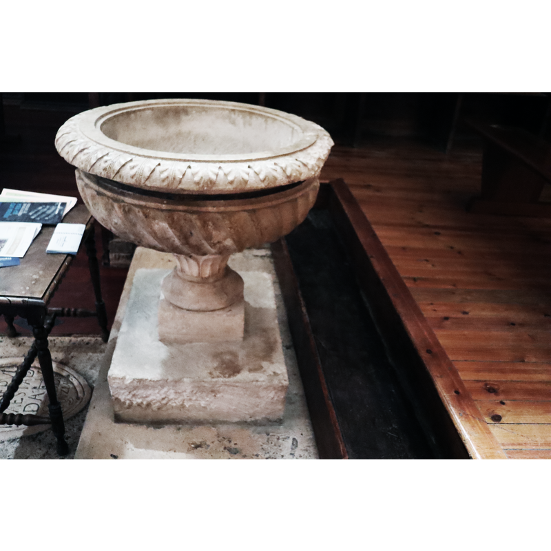 this font is probably 18th- or 19thC -- notice the damage to the upper rim, right side