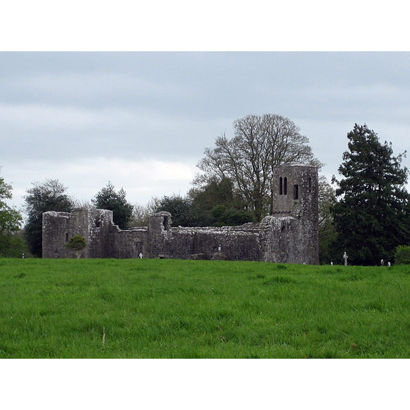 Source caption: "Ruined Church. It's shown on the OS map as "Church". A signpost nearby points to "Rathmore Church and Cross"."