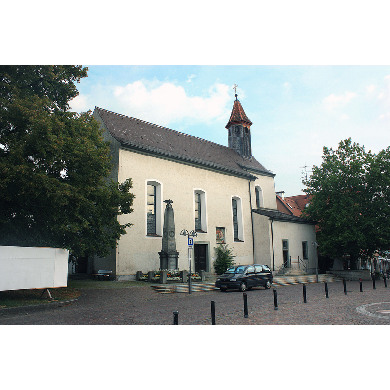 Source caption: "Tettnang, die Kapelle St. Georg mit Kriegerdenkmal"