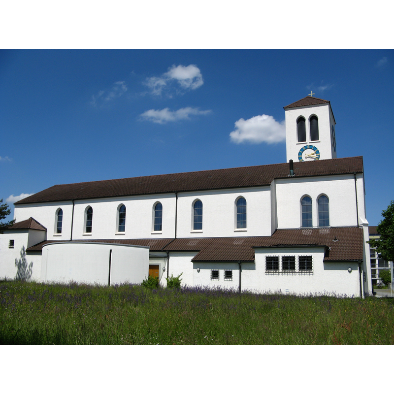 Source caption: "Neue katholische Kirche in Lenzburg"