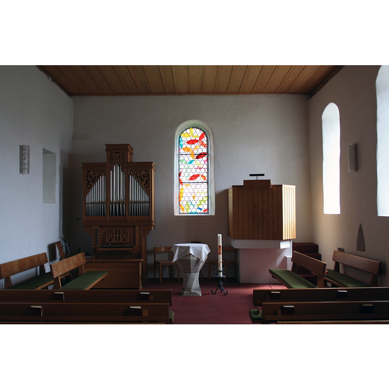 Source caption: "Egliswil Kirche innen" -- the former font from Seengen seen here in the church at Egliswil