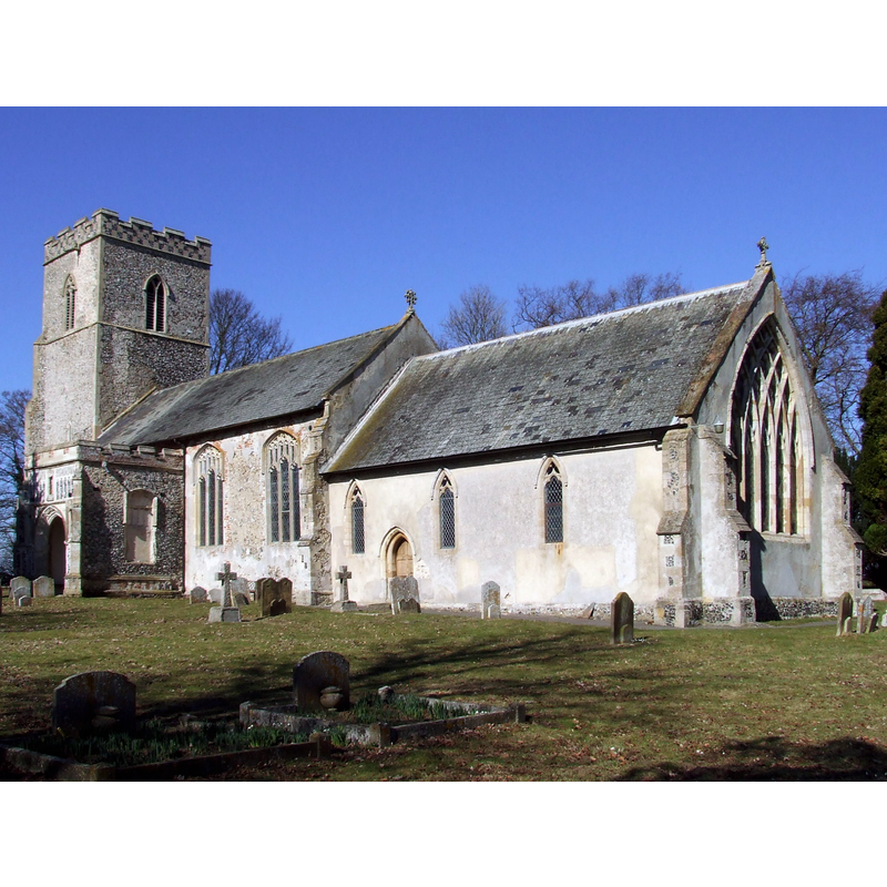 Source caption: "The church of St Peter Monk Soham,Suffolk"