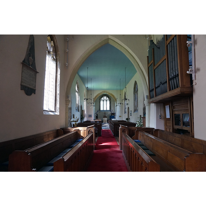 Source caption: "All Hallows Church, Walkington" -- showing the 18thC(?) font at the far [west] end