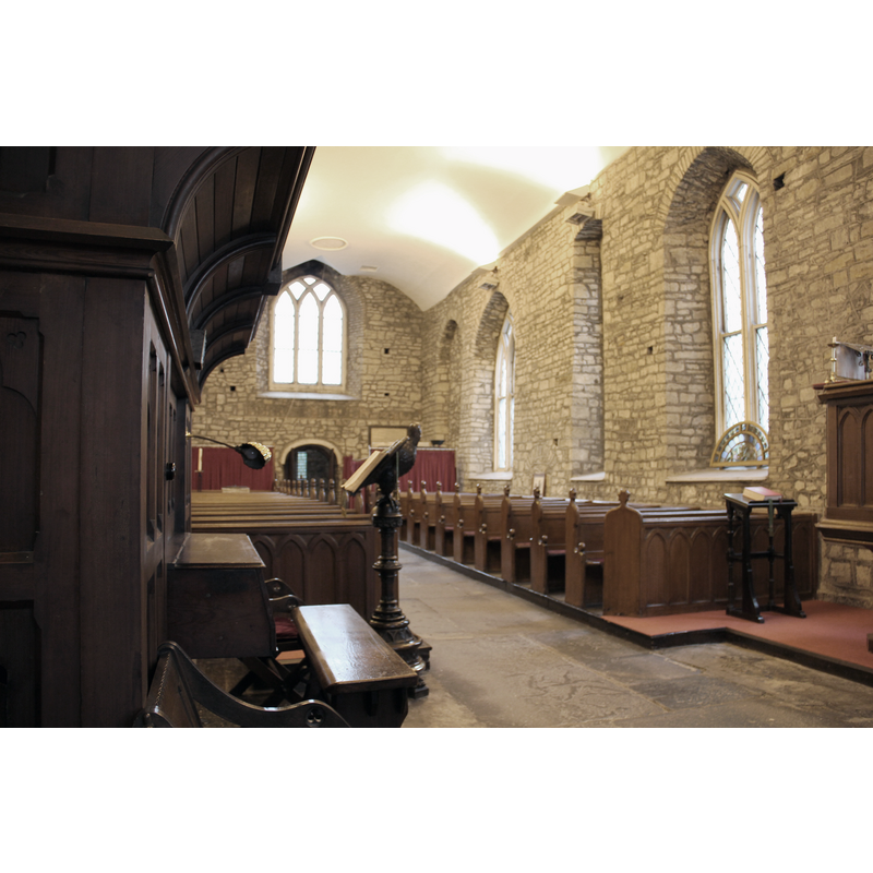 Source caption: "Hauptschiff der anglikanischen St.-Audoenus-Kirche (St. Audoen's Church), Cornmarket in Dublin, Irland. Dieser Teil der Kirche wird noch heute regelmäßig für Gottesdienste genutzt."