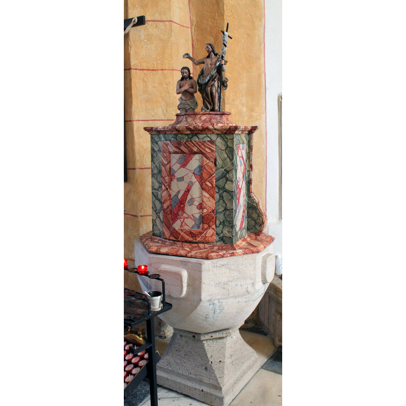 Source caption: "Pfarrkirche in der Gemeinde Globasnitz - Taufstein"