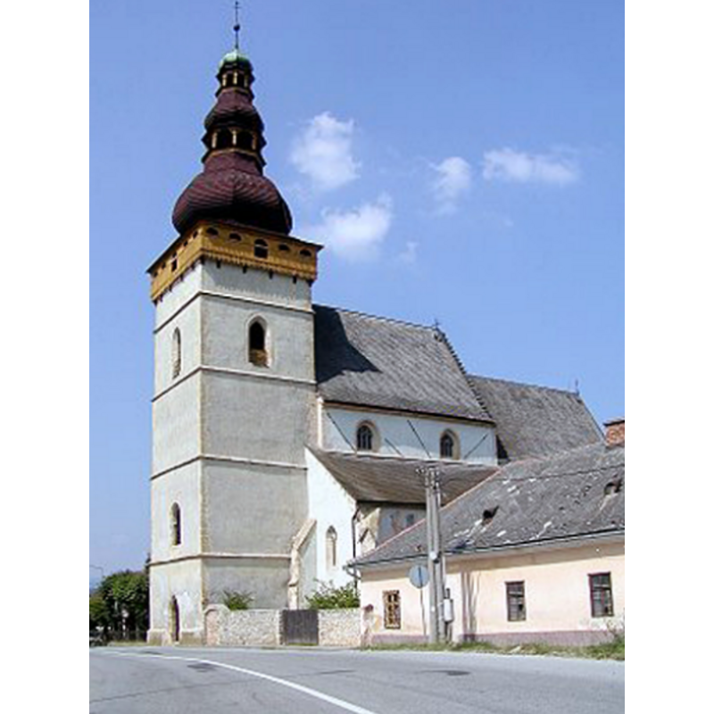 Source caption: "Evanjelický gotický kostol zo 14. storočia, Štítnik."