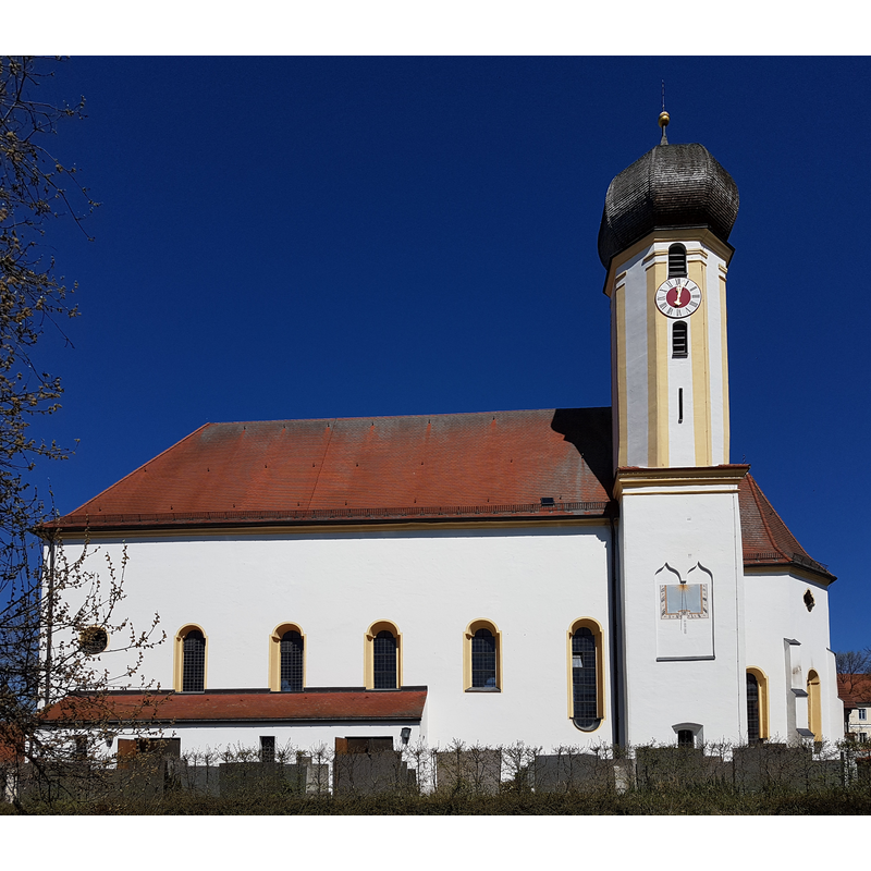 Source caption: "St. Stephan (Hilgertshausen), Ansicht von Süden"
