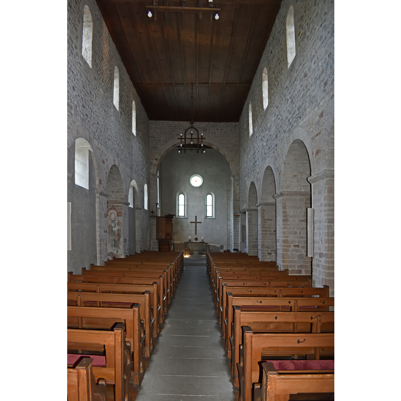 Source caption: "Benedictine Priory, Wagenhausen, Thurgau, Germany" -- the font seen here at the east end of the nave