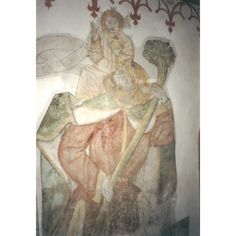 Source caption: "Spätgotische Darstellung des Heiligen Christophorus in der Kirche in Hohensolms"